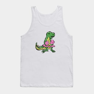 Cheer Leader Cheerleader Tyrannosaurus Dinosaur Dino Cartoon Cute Character Tank Top